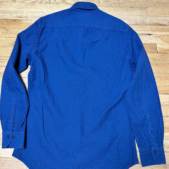 Ledbury Blue Mens Long Sleeve Button Down Textured Pattern Size 15.5 M - Picture 2 of 8